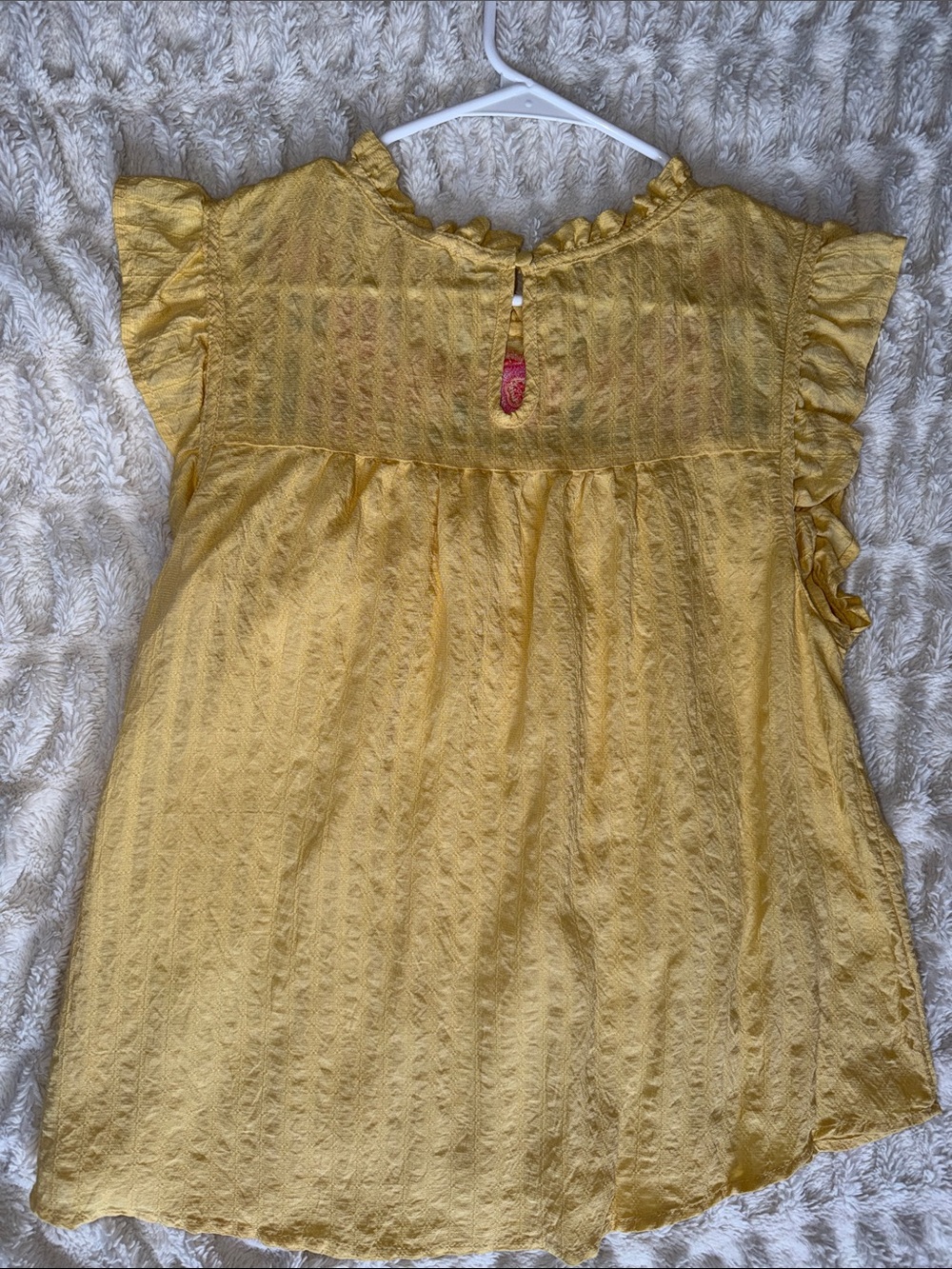 Blu Pepper Yellow Floral Embroidered Ruffle Tank Top - Picture 6 of 7